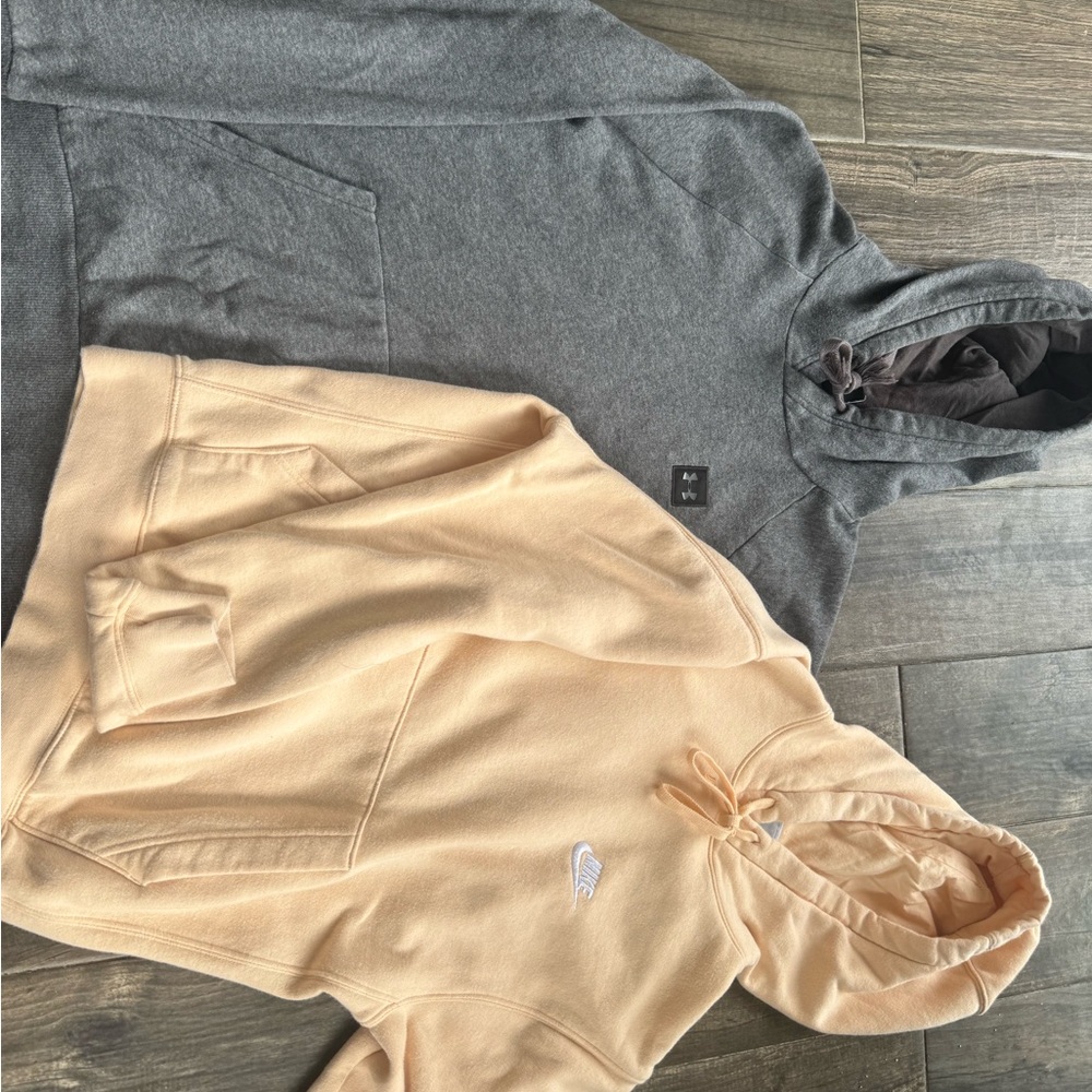 Gray and Cream Hoodies Set
